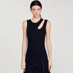 Sandro Paris Vestidos-Vestido Longo De Dois Materiais