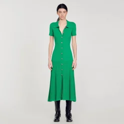 Sandro Paris Vestidos-Vestido Longo De Malha Canelada