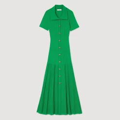 Sandro Paris Vestidos-Vestido Longo De Malha Canelada