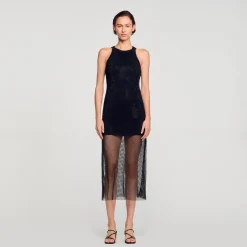 Sandro Paris Vestidos-Vestido Longo Em Malha Brilhante