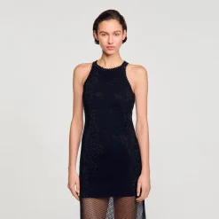 Sandro Paris Vestidos-Vestido Longo Em Malha Brilhante