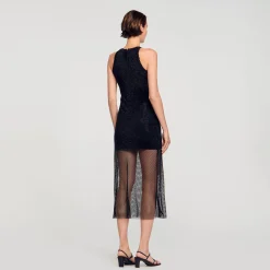 Sandro Paris Vestidos-Vestido Longo Em Malha Brilhante