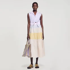 Sandro Paris Vestidos-Vestido Longo Em Patchwork