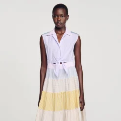 Sandro Paris Vestidos-Vestido Longo Em Patchwork