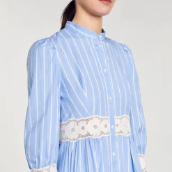 Sandro Paris Vestidos-Vestido Longo Listrado De Algodao