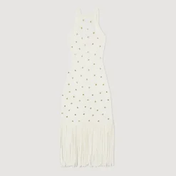 Sandro Paris Vestidos-Vestido Midi Com Franjas