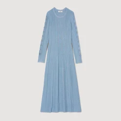 Sandro Paris Vestidos-Vestido Midi De Malha Com Mangas Compridas