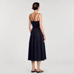 Sandro Paris Vestidos-Vestido Midi Franzido