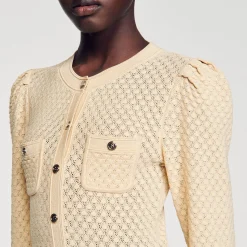 Sandro Paris Vestidos-Vestido Midi Tricot Pointelle