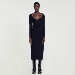 Sandro Paris Vestidos-Vestido Midi Vazado