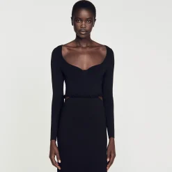 Sandro Paris Vestidos-Vestido Midi Vazado